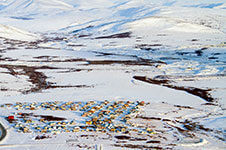 Aerial view of rural Alaskan community