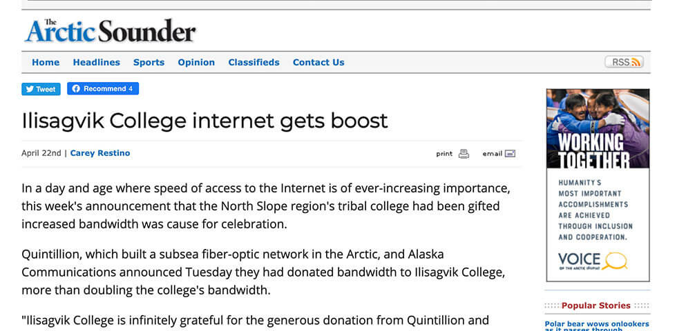 Ilisagvik College internet gets boost screenshot