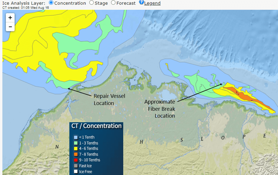 National Weather Service sea ice concentration map